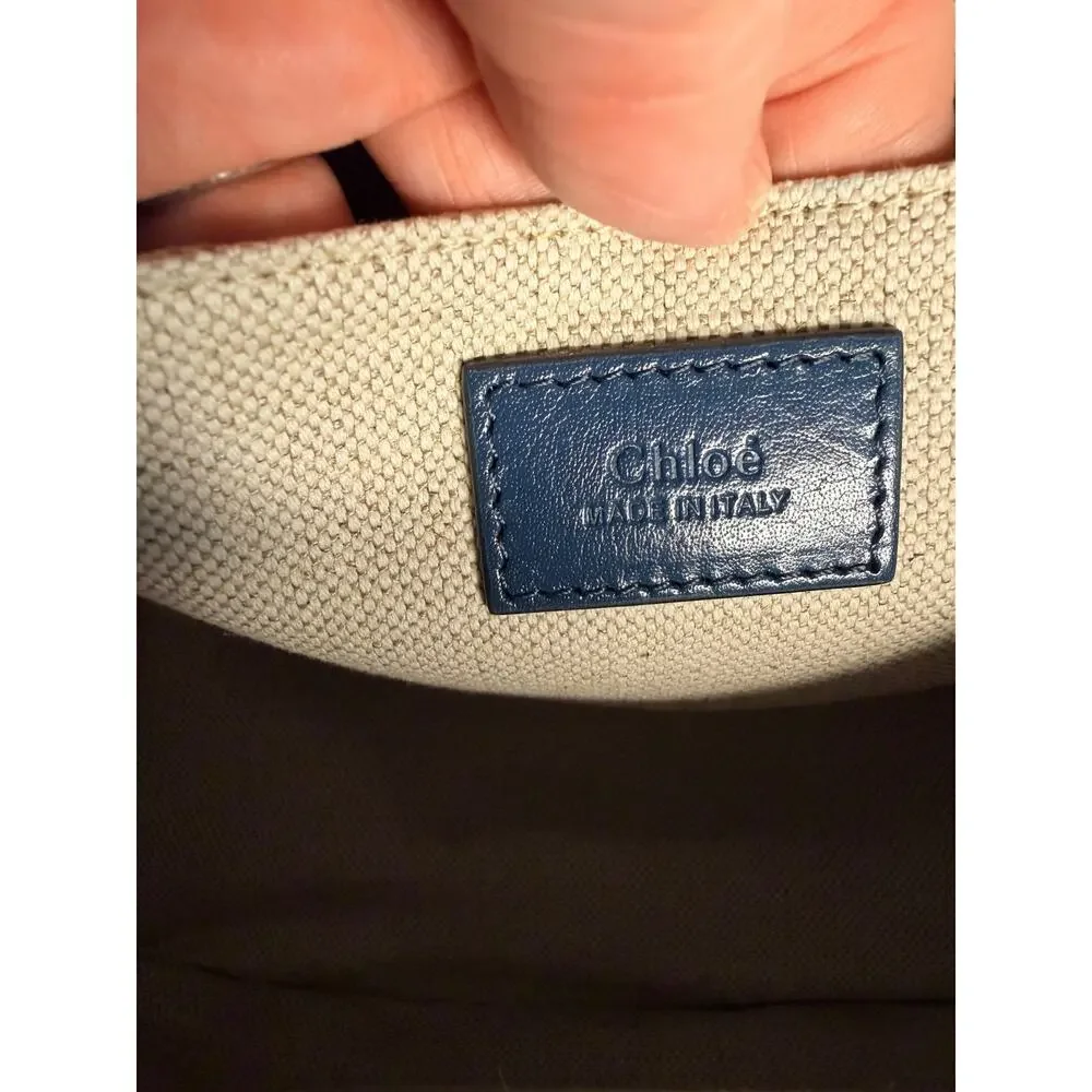 Chloe NWT Shiny Leather Medium Camera Bag in Tapestry Blue